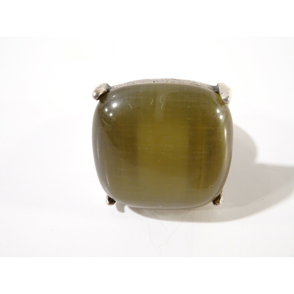 Gerard Yosca Women's Antique Silver Peridot Square Ring Sz  6